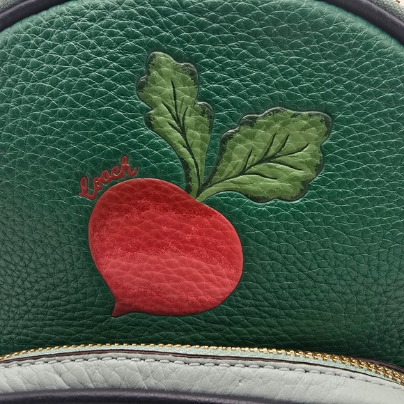 Coach Mini Backpack Green Leather Beet Design Gold Hardware NWT - Picture 4 of 11